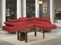 Poundex Bobkona Vegas Blended Linen 2-Piece Sectional Sofa with Functional Armrest and Back Support, Carmine